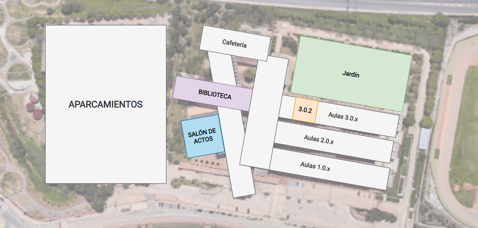 Mapa desde arriba de la Escuela Técnica Superior de Ingeniería Informática